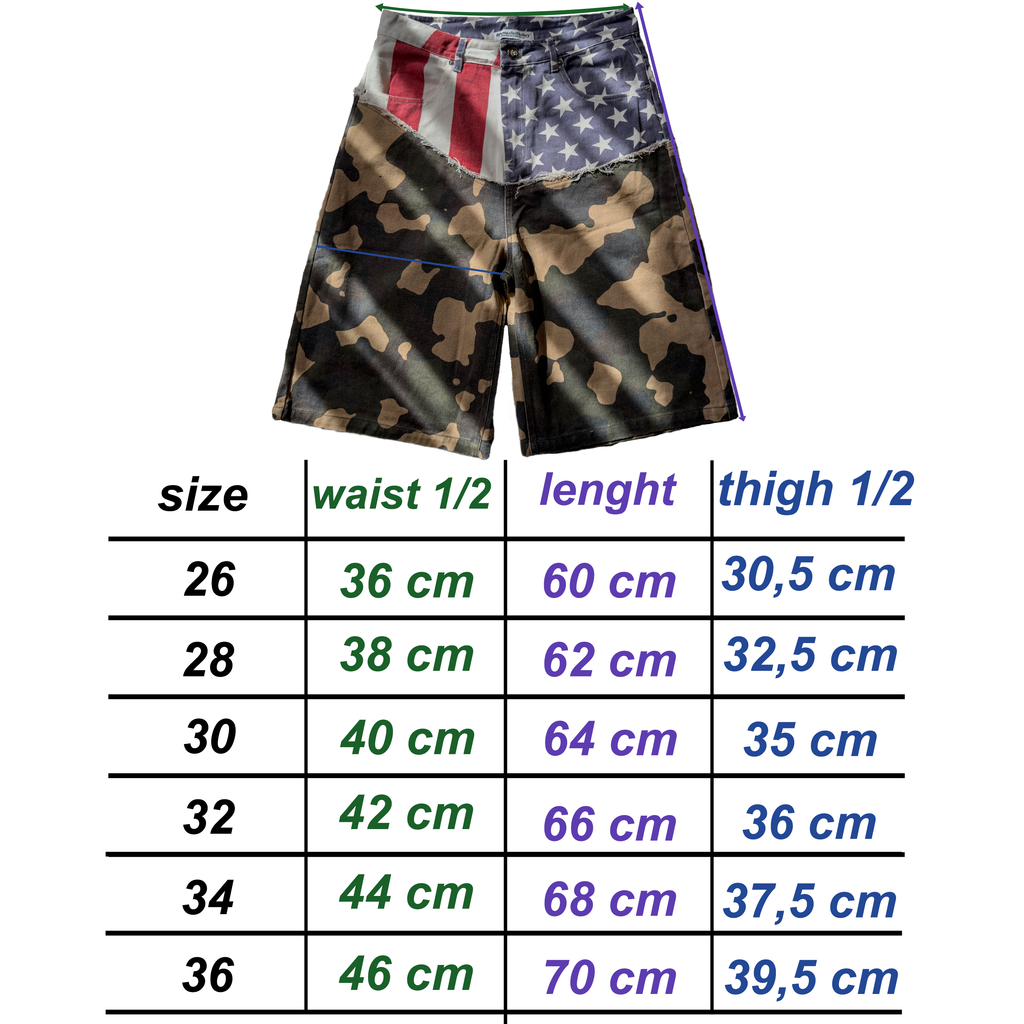 USA & Camo Cut Up Jorts