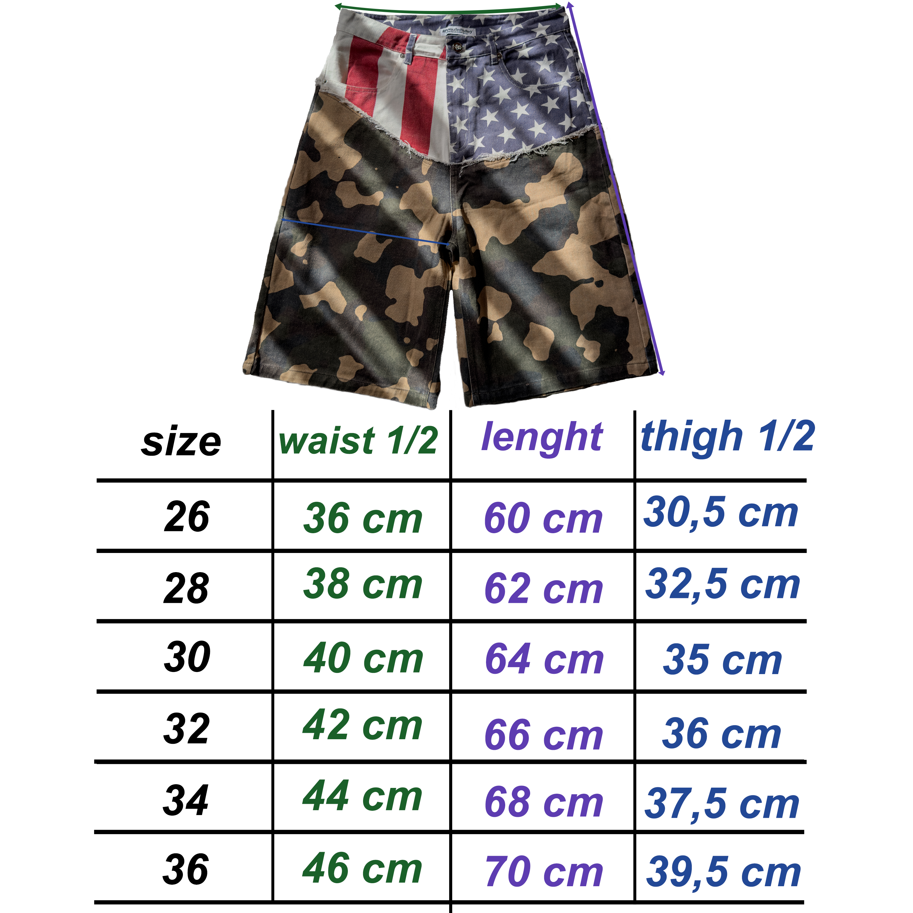 USA & Camo Cut Up Jorts