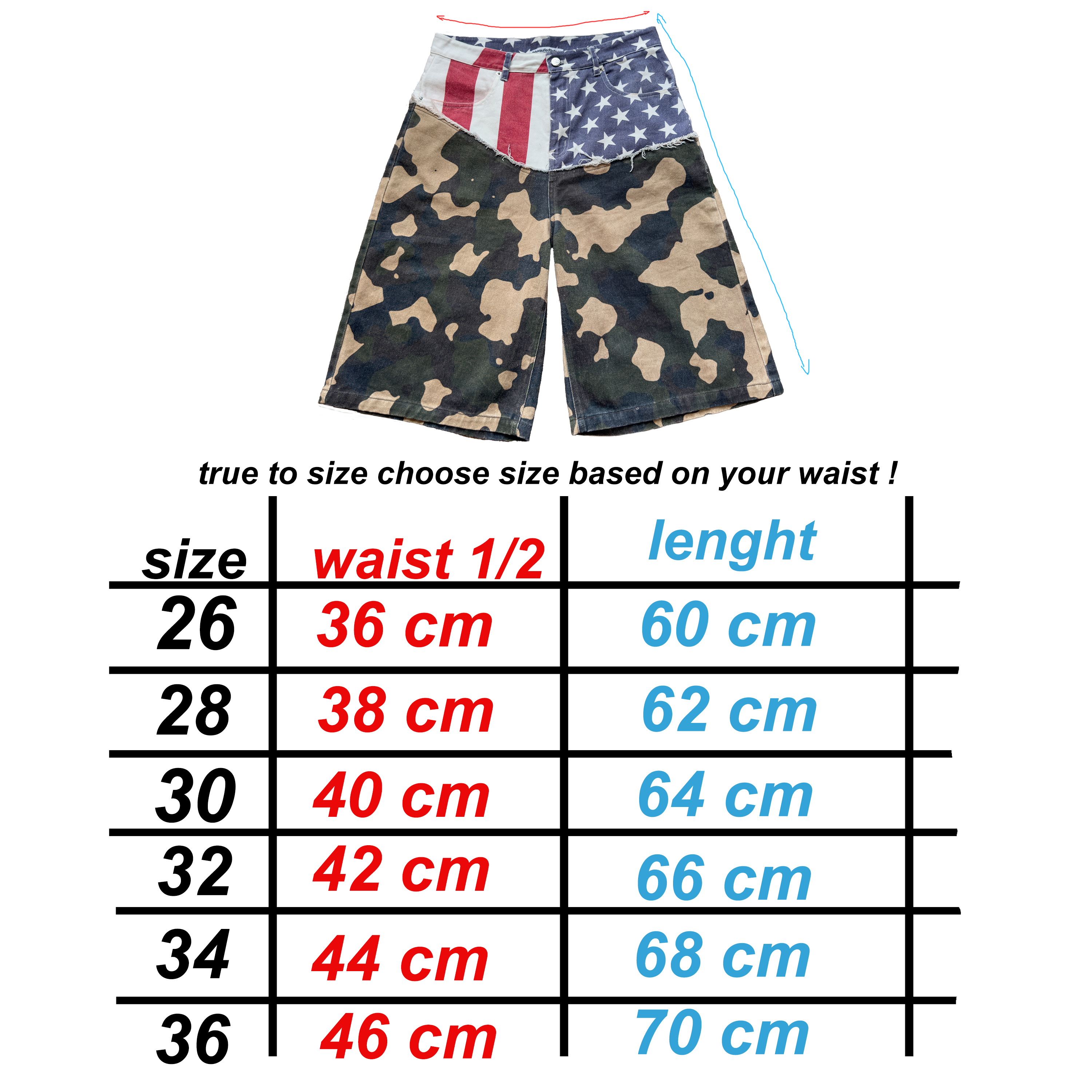 USA & Camo Cut Up Jorts